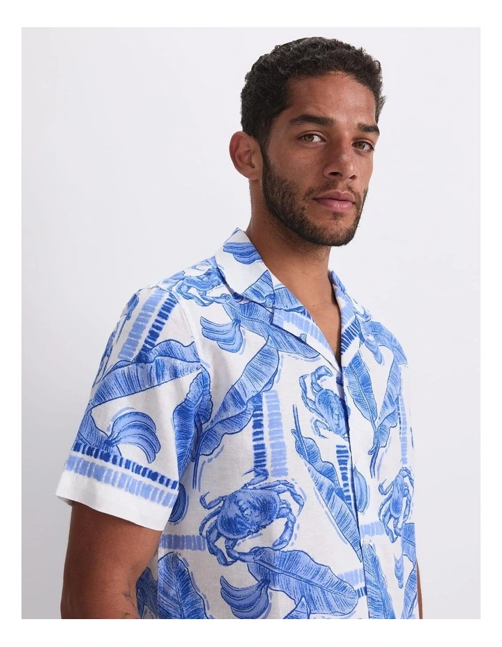 Moreton Short Sleeve Print Shirt in Blue Multi image 5