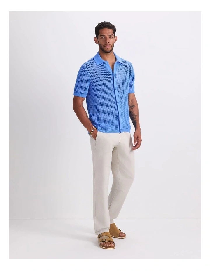 Kevin Cotton Crochet Shirt in Cornflower image 3