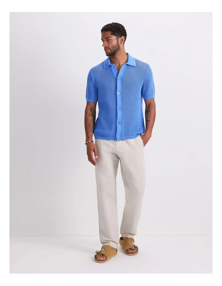 Kevin Cotton Crochet Shirt in Cornflower image 4