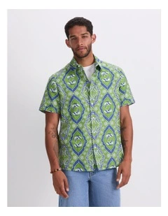 Bream Short Sleeve Print Shirt in Green Multi