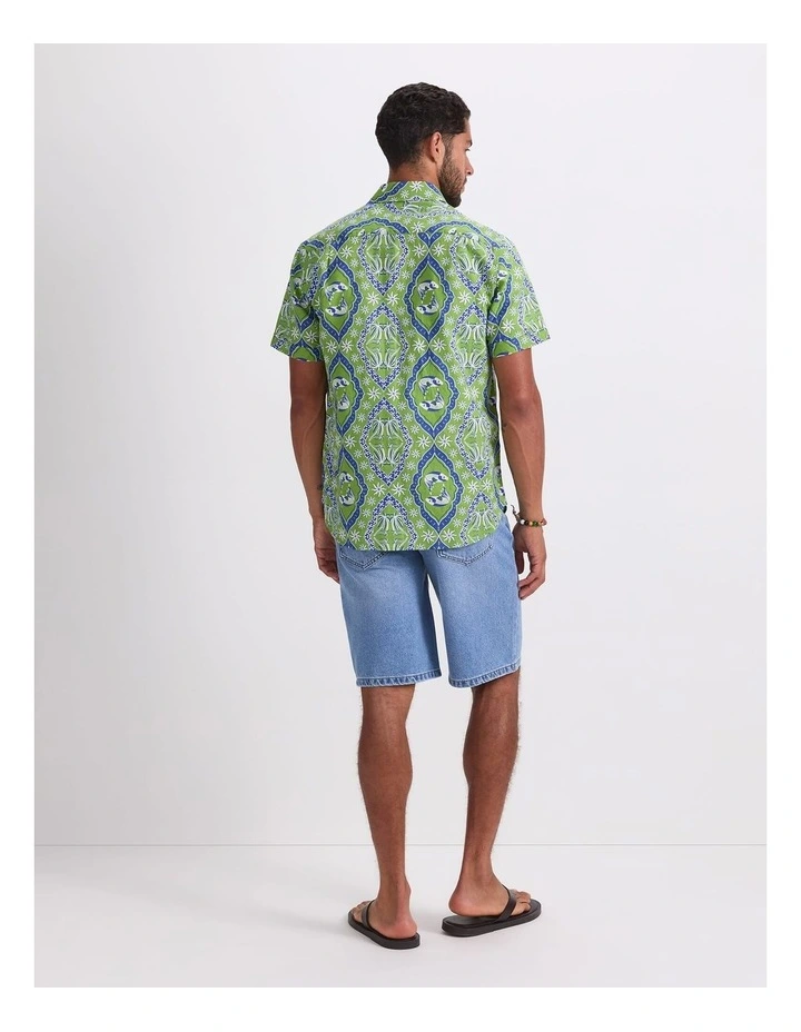 Bream Short Sleeve Print Shirt in Green Multi image 2