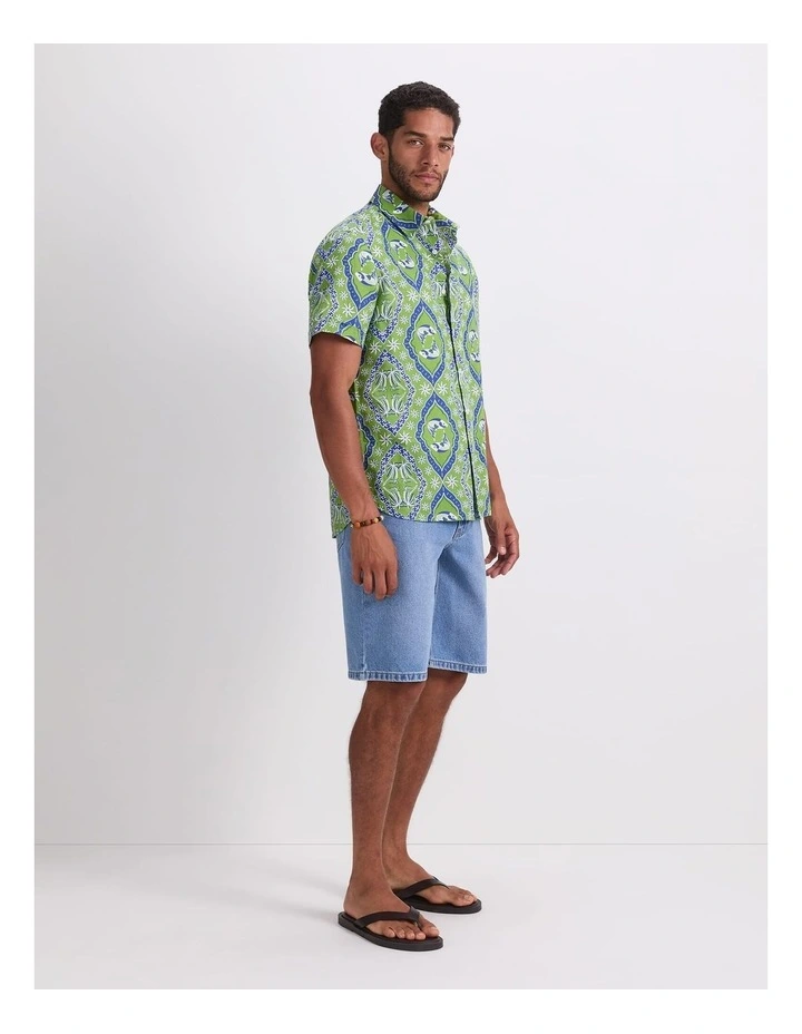 Bream Short Sleeve Print Shirt in Green Multi image 3