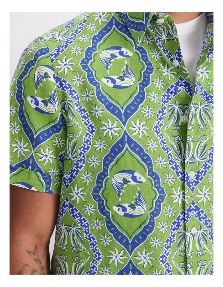 Bream Short Sleeve Print Shirt in Green Multi image 5