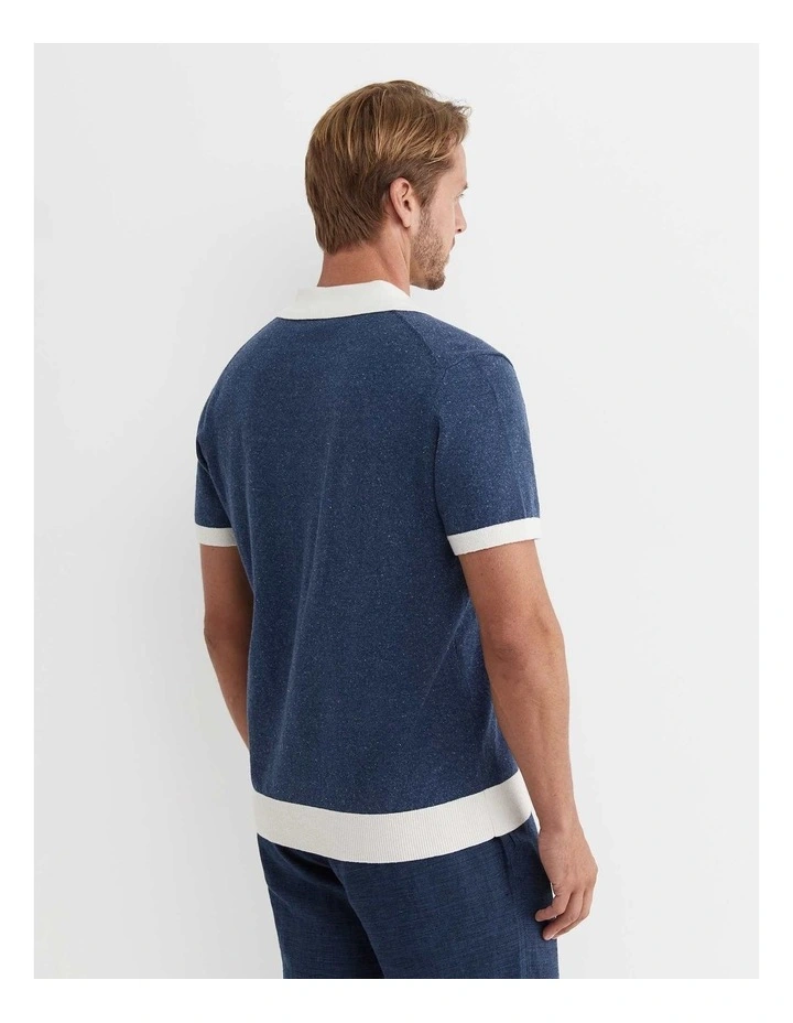 Ellis Knitted Short Sleeve Shirt in Navy image 5