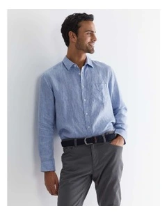 Long Sleeve Linen Shirt in Chambray