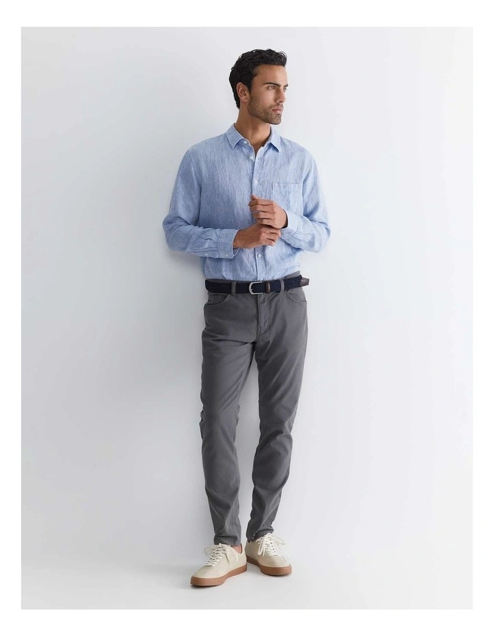Long Sleeve Linen Shirt in Chambray image 2