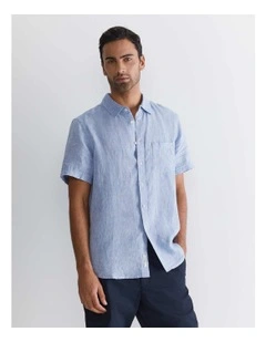 Short Sleeve Linen Shirt in Chambray