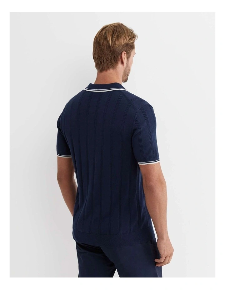 Braddon Knit Polo Shirt in Navy image 5