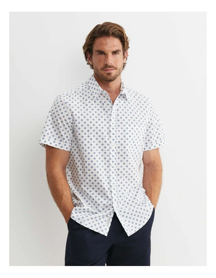 Parker Short Sleeve Shirt in White/Multi image 3