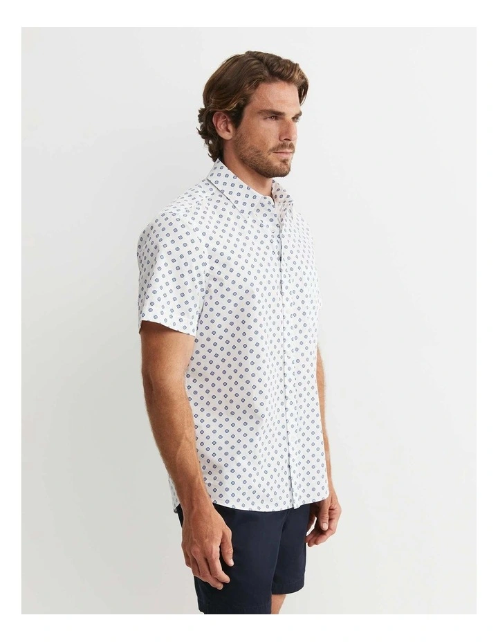 Parker Short Sleeve Shirt in White/Multi image 4