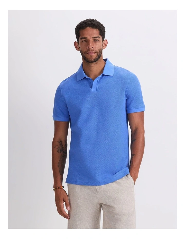 Archer Textured Polo Shirt in Blue image 1