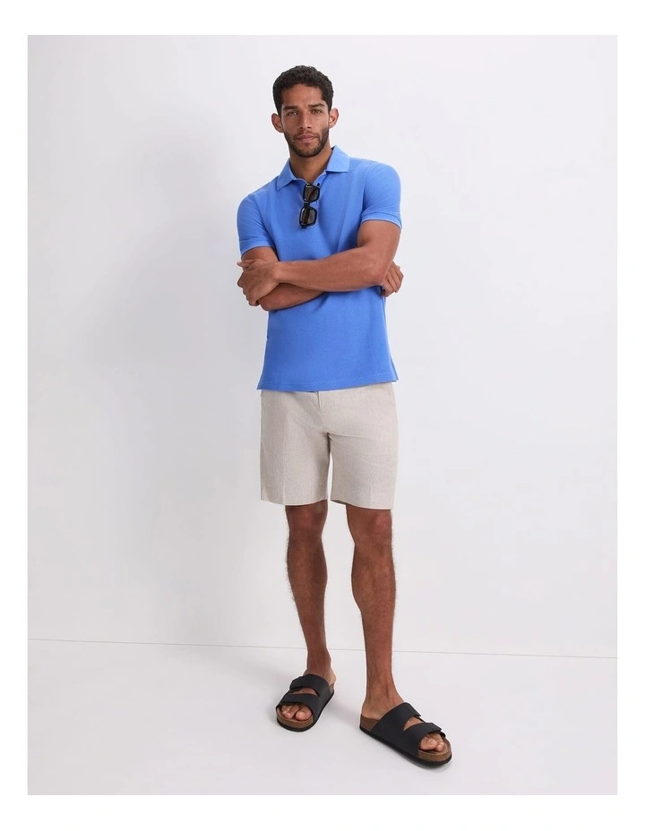 Archer Textured Polo Shirt in Blue image 3