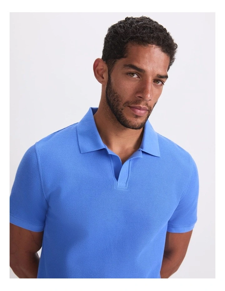 Archer Textured Polo Shirt in Blue image 4