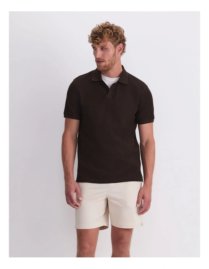 Archer Textured Polo in Brown image 1