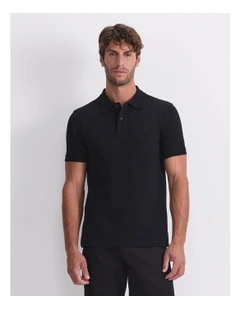Pique Polo Shirt in Black