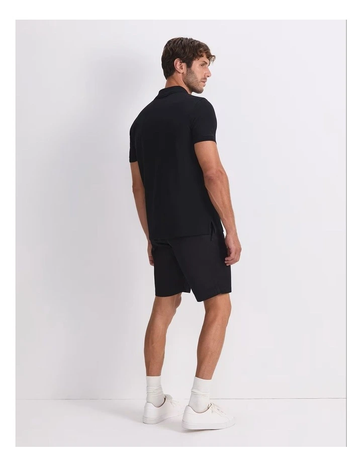 Pique Polo Shirt in Black image 2