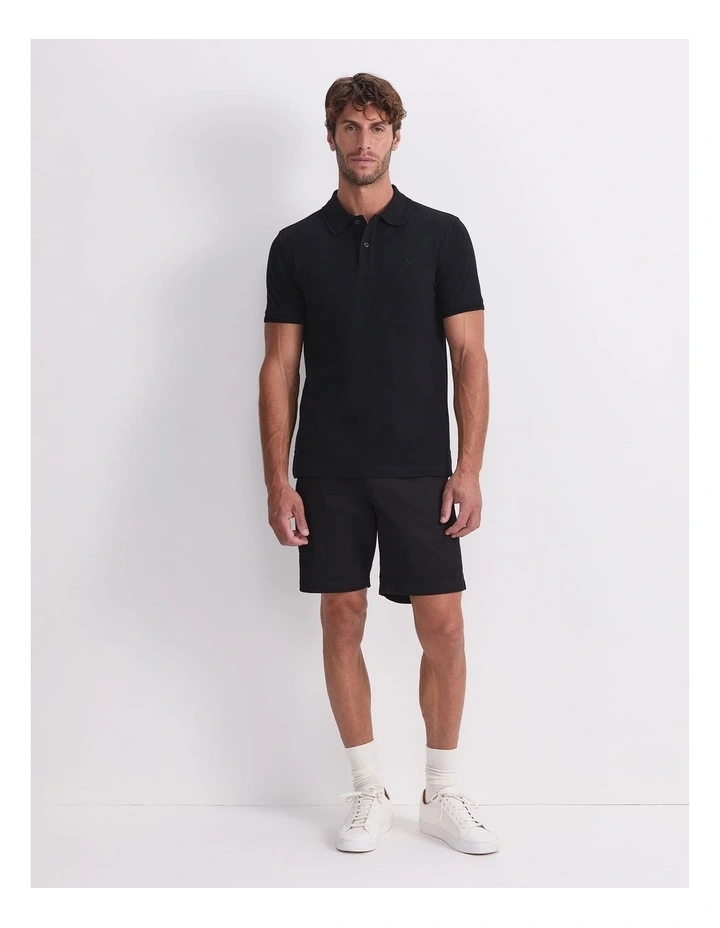 Pique Polo Shirt in Black image 5