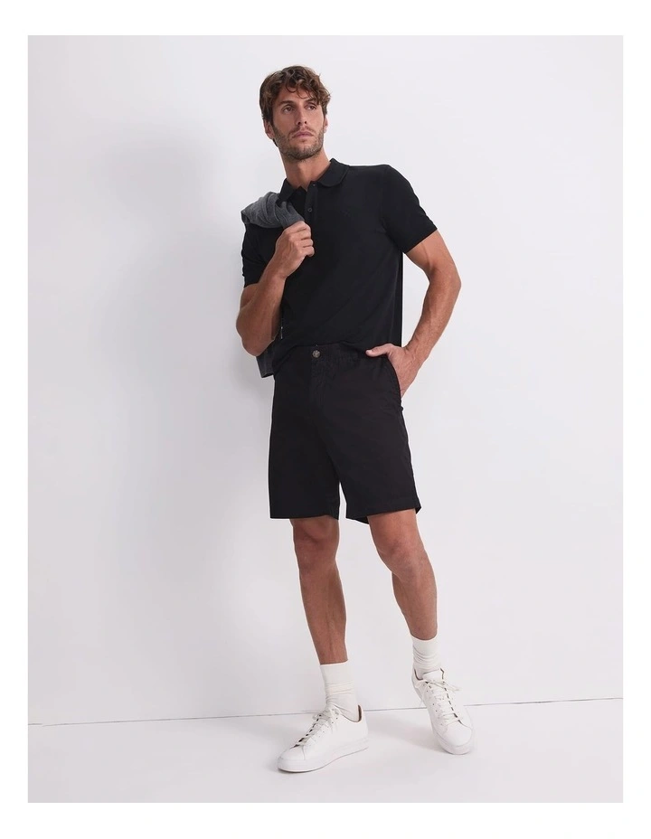 Pique Polo Shirt in Black image 6