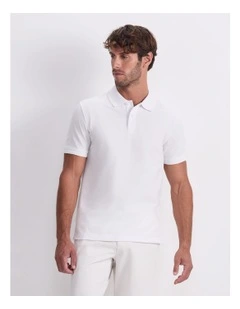 Pique Polo Shirt in White
