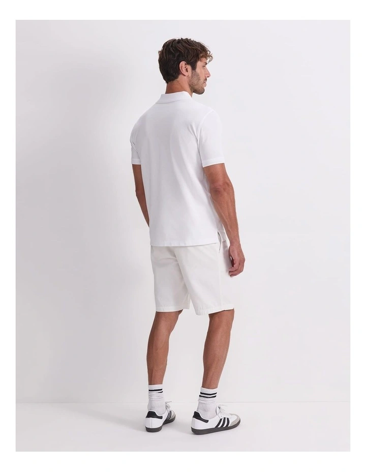 Pique Polo Shirt in White image 2