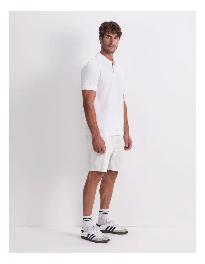 Pique Polo Shirt in White image 3