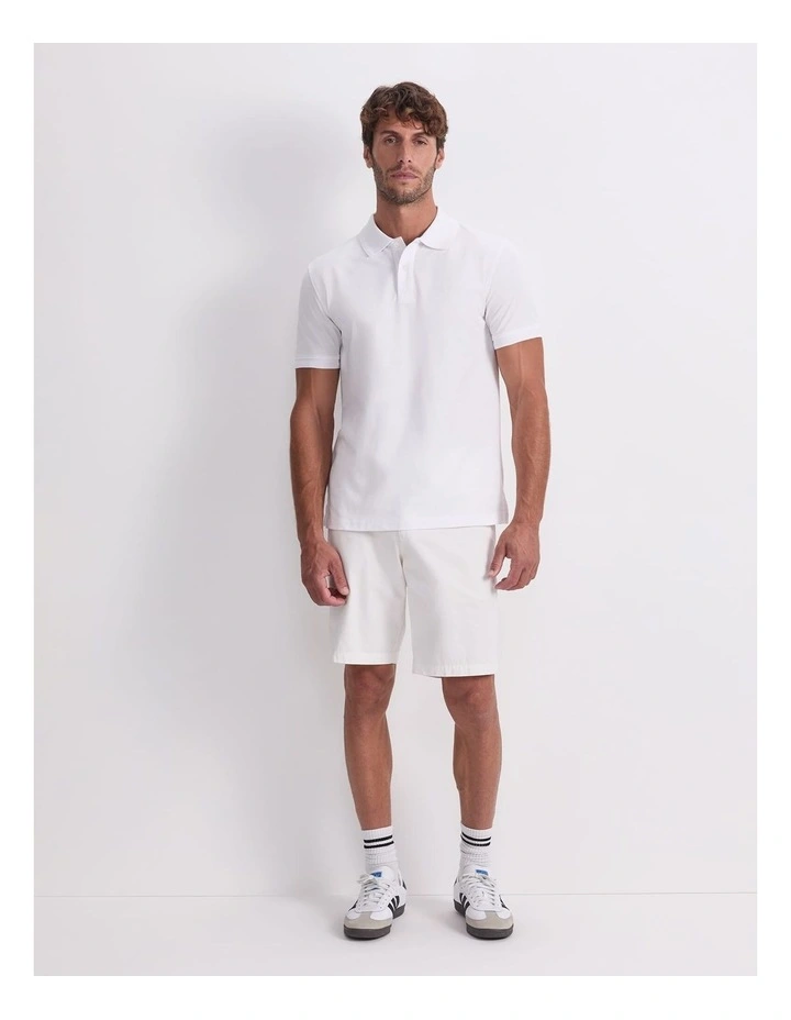 Pique Polo Shirt in White image 4