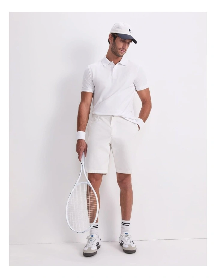 Pique Polo Shirt in White image 5