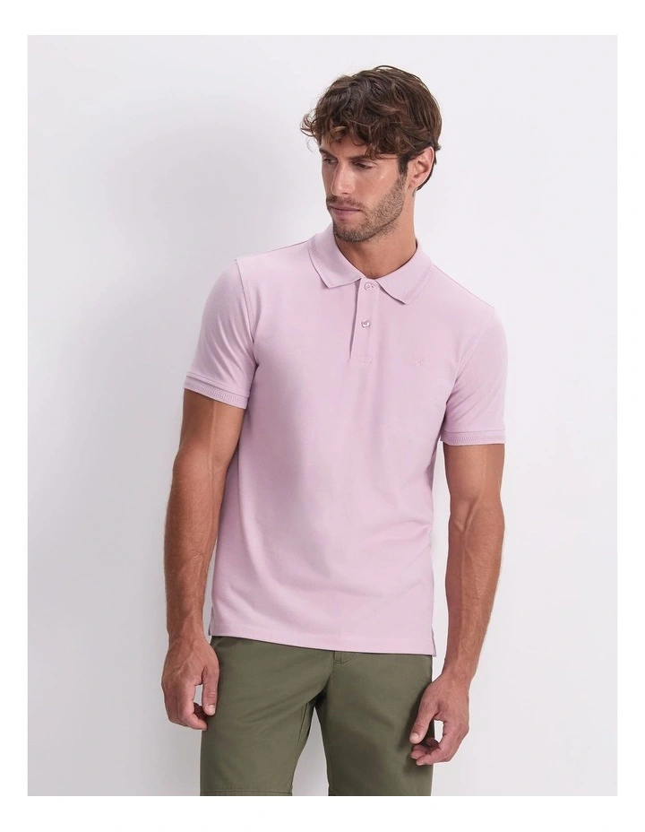 Pique Polo Shirt in Pink image 1