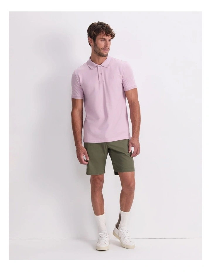 Pique Polo Shirt in Pink image 3