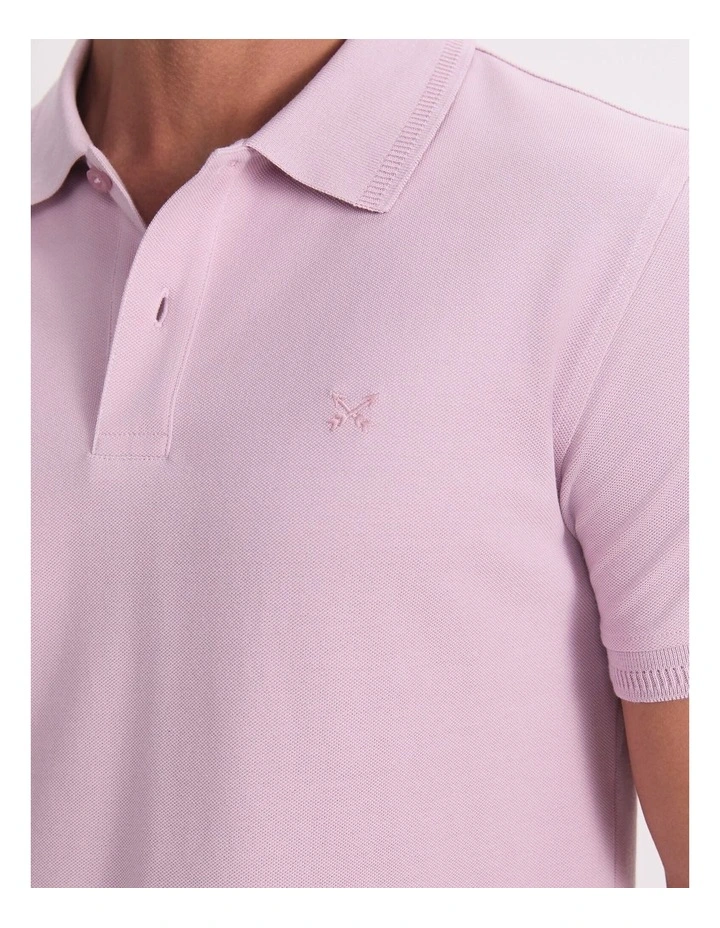Pique Polo Shirt in Pink image 4