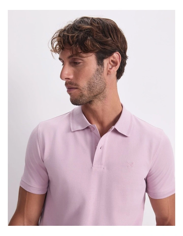Pique Polo Shirt in Pink image 6