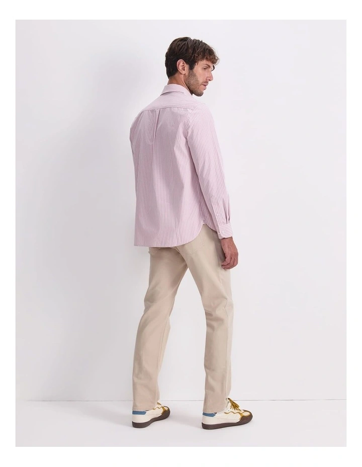Stripe Long Sleeve Poplin Shirt in Pink image 2