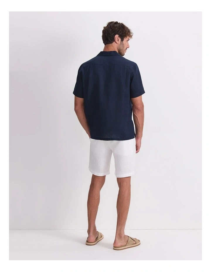 Club Short Sleeve Linen Shirt in Blue image 2