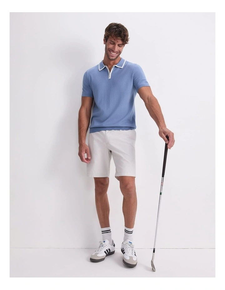 Brookes 1/4 Zip Knit Polo Shirt in Blue image 4