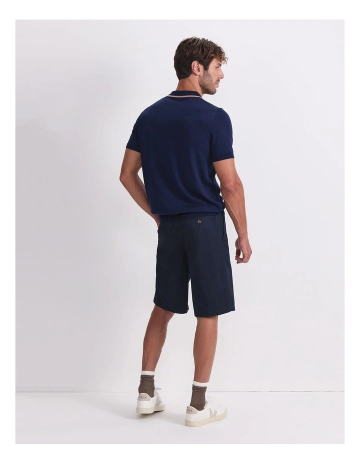 Brookes 1/4 Zip Knit Polo Shirt in Blue image 2