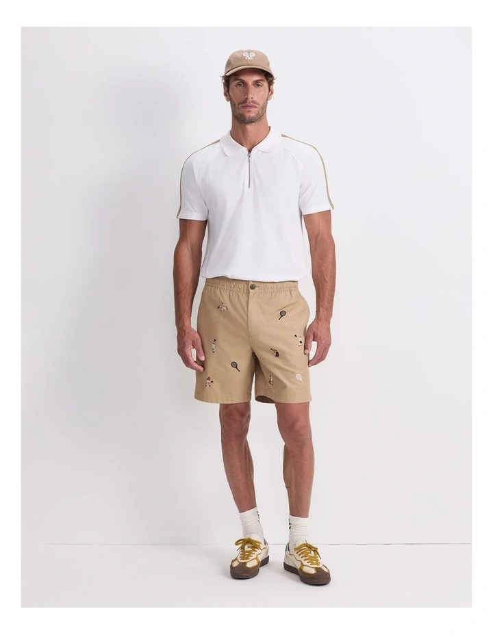 Milson Volley Embroidered Shorts in Beige image 4