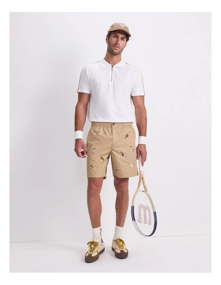 Milson Volley Embroidered Shorts in Beige image 6