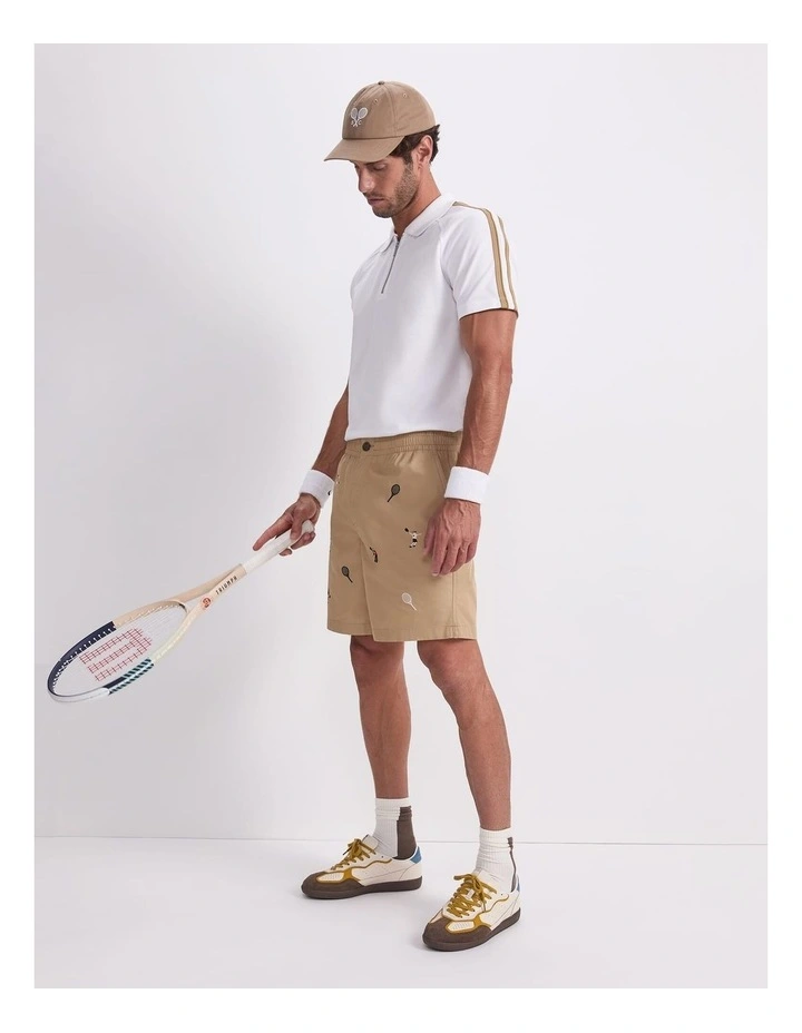 Milson Volley Embroidered Shorts in Beige image 7