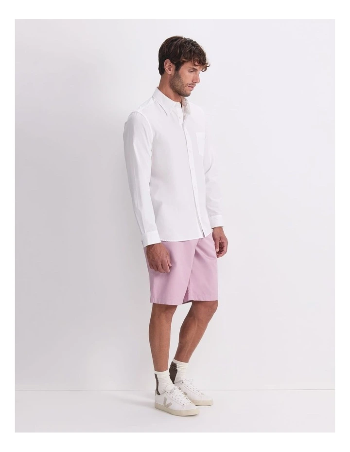 Poplin Long Sleeve Shirt in White image 3