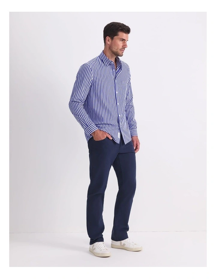 Ryan Long Sleeve Stripe Shirt in Blue image 3