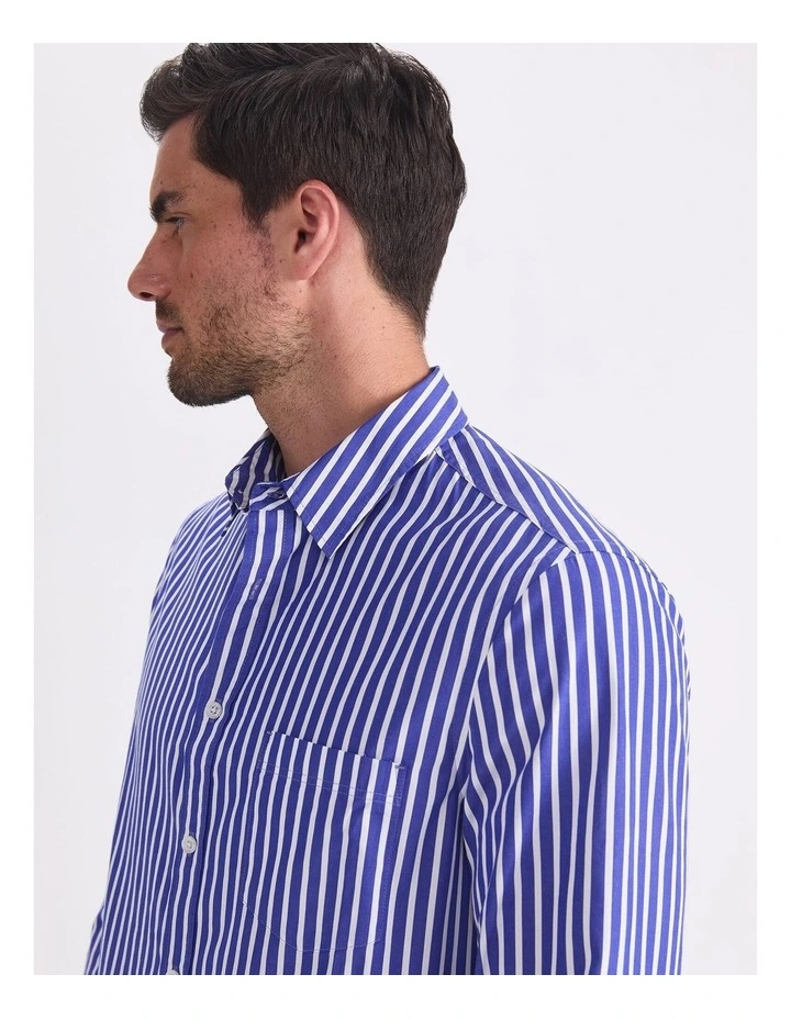 Ryan Long Sleeve Stripe Shirt in Blue image 5