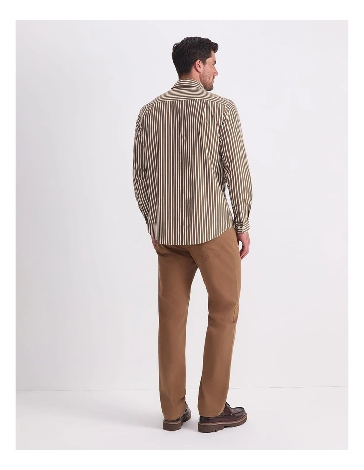 Ryan Long Sleeve Stripe Shirt in Brown image 2