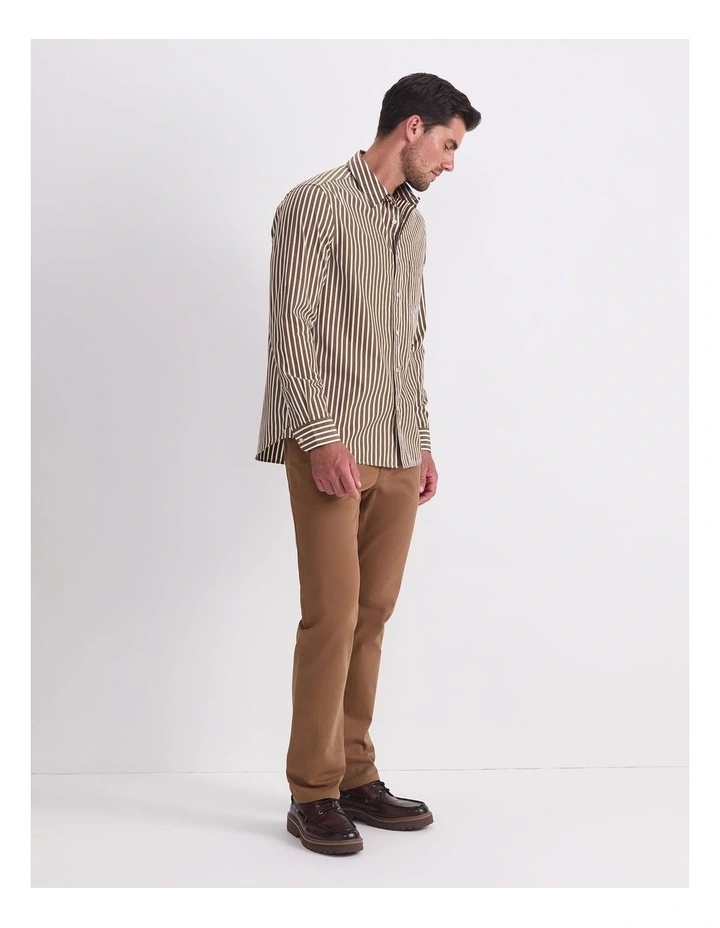 Ryan Long Sleeve Stripe Shirt in Brown image 3
