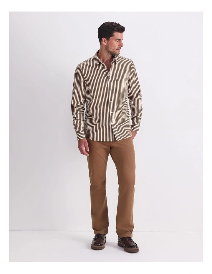 Ryan Long Sleeve Stripe Shirt in Brown image 4