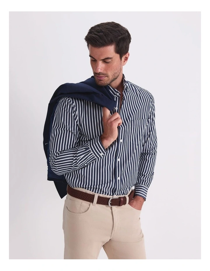 Ryan Long Sleeve Stripe Shirt in Blue image 1