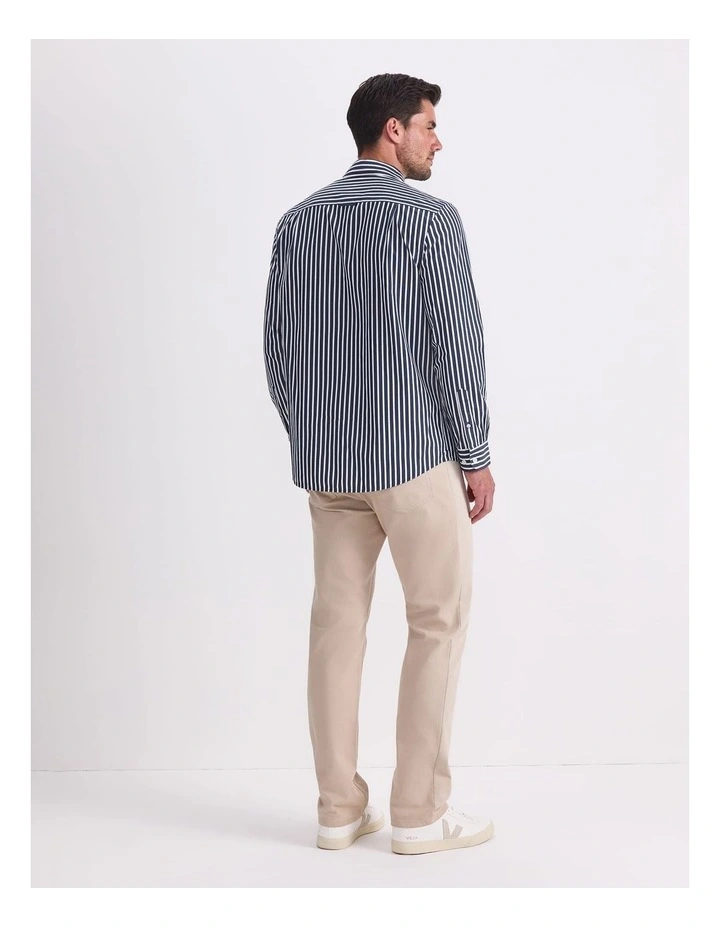 Ryan Long Sleeve Stripe Shirt in Blue image 2