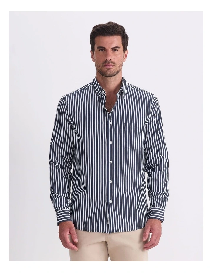 Ryan Long Sleeve Stripe Shirt in Blue image 3