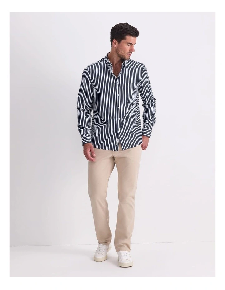 Ryan Long Sleeve Stripe Shirt in Blue image 5
