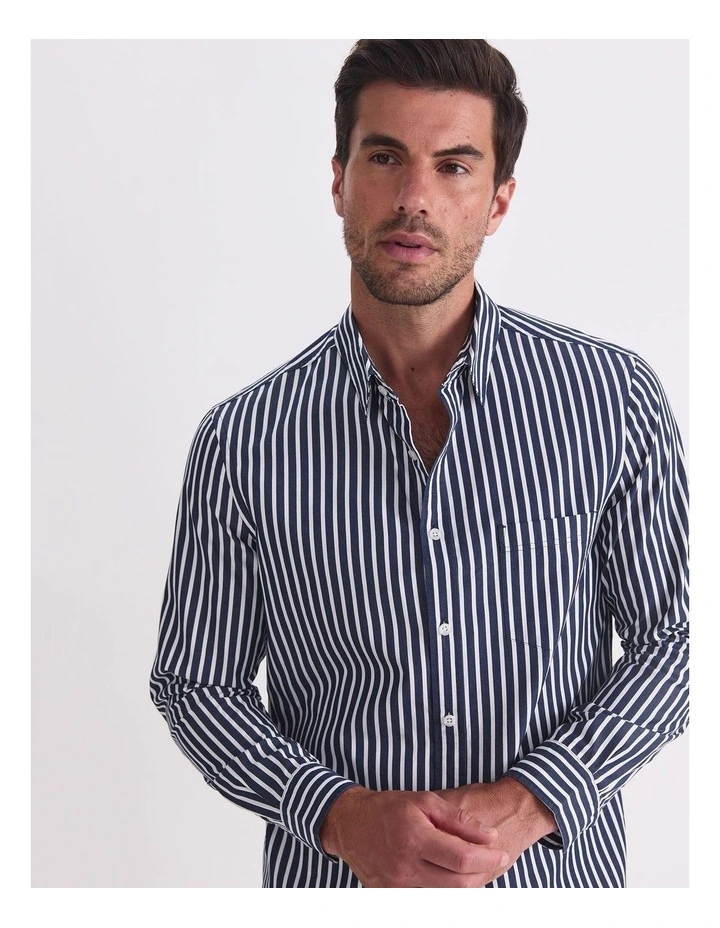 Ryan Long Sleeve Stripe Shirt in Blue image 6