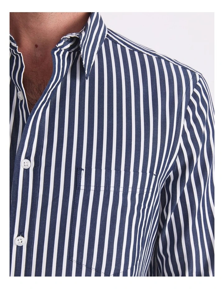 Ryan Long Sleeve Stripe Shirt in Blue image 7